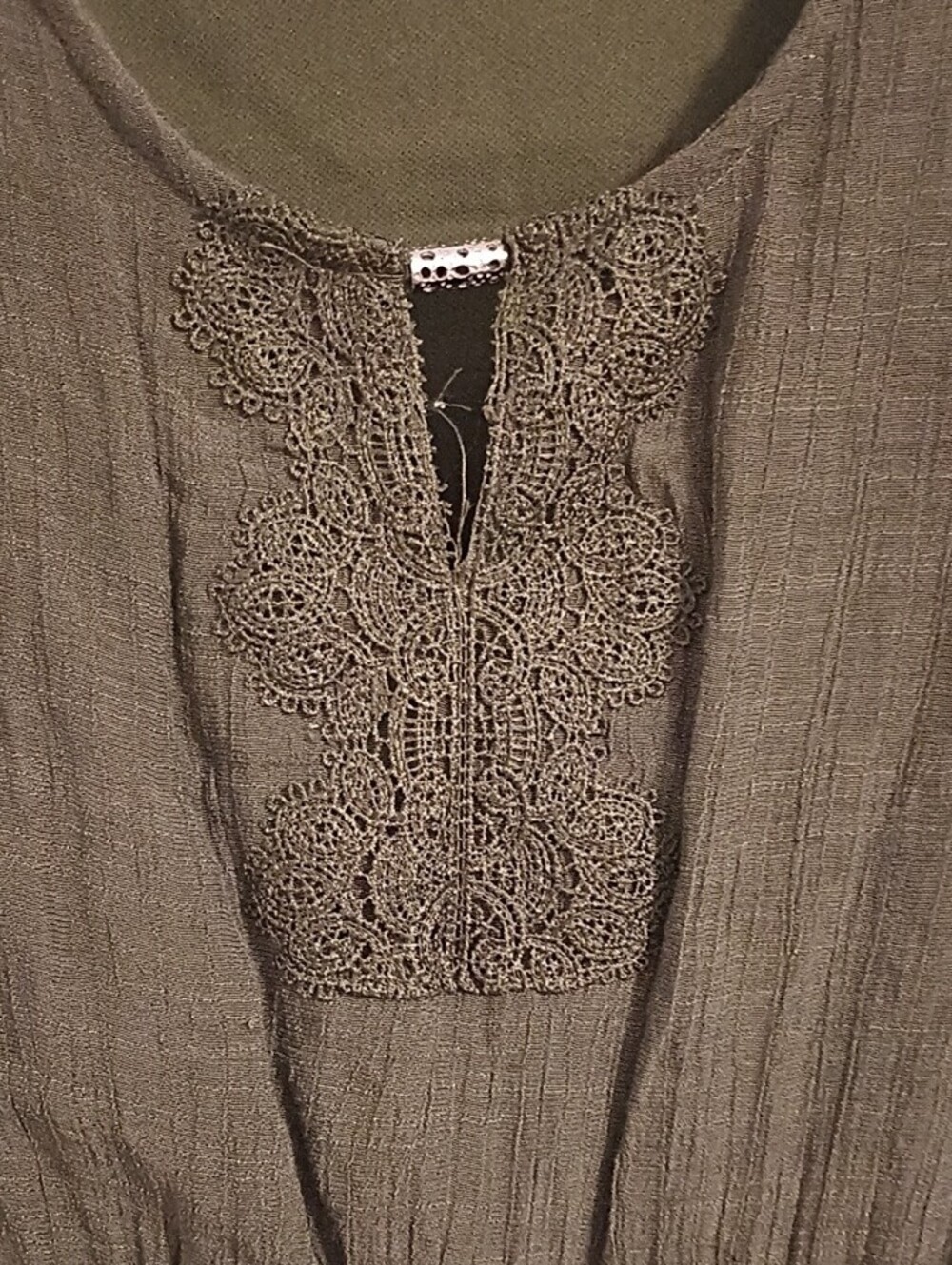 Indigo Rose Sleeveless Olive Maxi Dress with Lace Trim - Picture 8 of 10